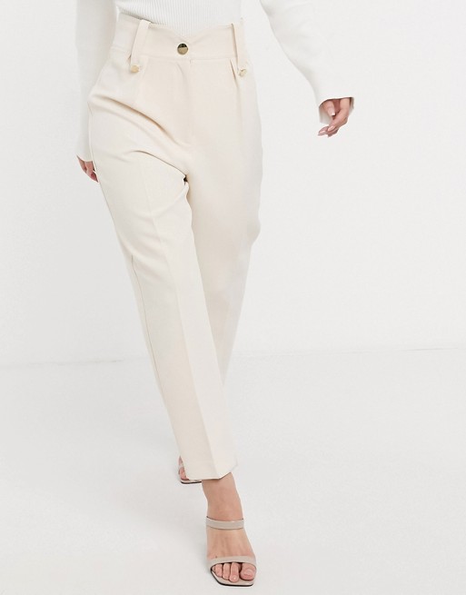 River Island tailored peg trousers in cream