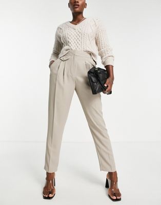 River Island tailored pleated trousers in beige