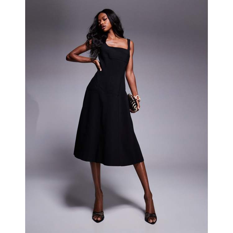 black and white one shoulder dress Rome One Shoulder Polka Dot Dress main image 1