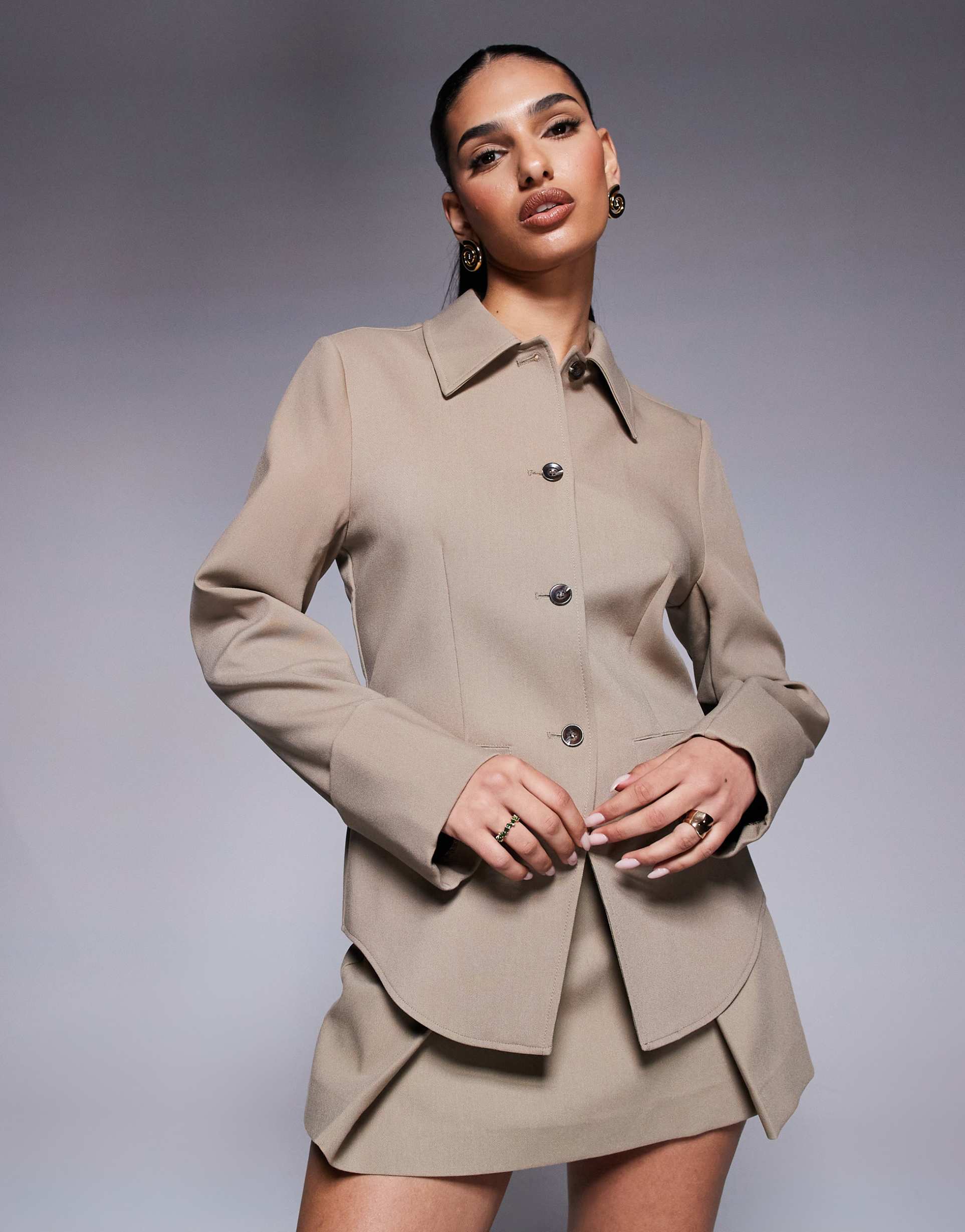 river island tailored shirt in beige