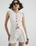[River Island] River Island tailored shorts in white stripe 16 WHITE