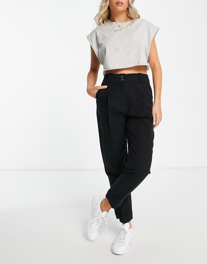 River Island tailored straight leg pants in black