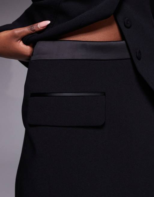 River Island tailored tuxedo mini skort in black, 2 of 5