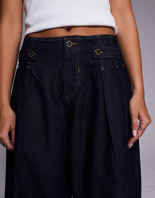 River Island tailored wide leg  jeans in navy , 5 of 5