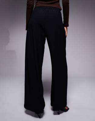 Shop River Island Tailored Wide Leg Pants In Black