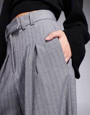 River Island Tailored Wide Leg Pants In Gray