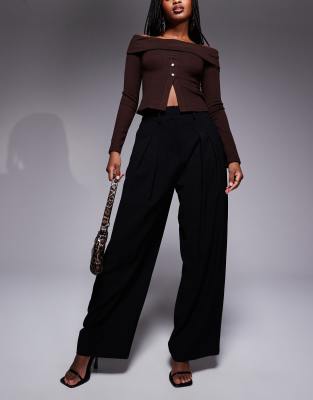 River Island tailored wide leg trouser in black - view 1