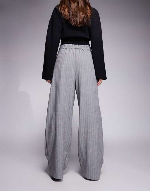 River Island tailored wide leg trouser in black, 3 of 5