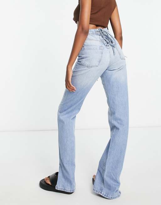 ASOS DESIGN Tie Detail Straight Leg Jeans