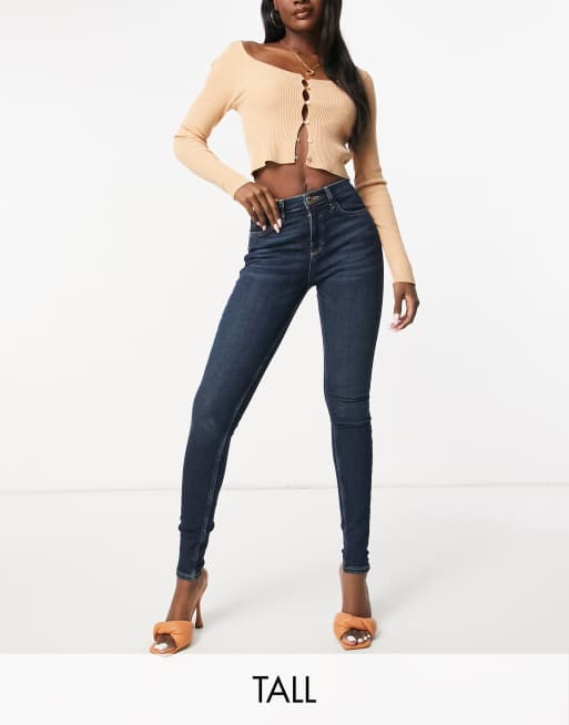 River Island Tall - Amelie - Skinny jeans in rokerig authentiek donkerblauw