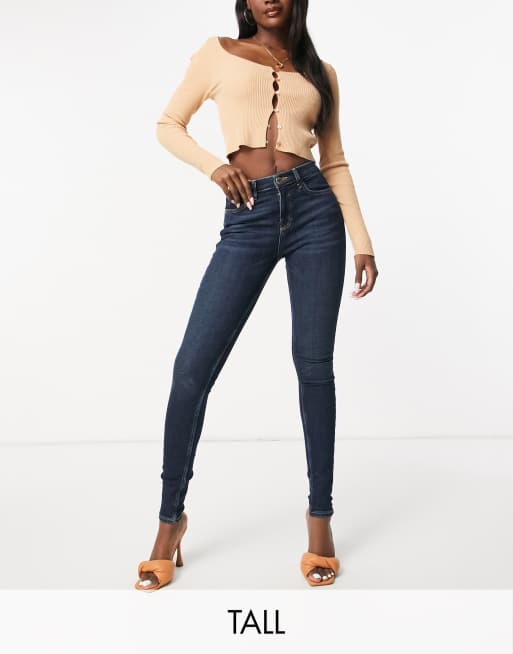 River Island Tall Amelie skinny jeans in smokey dark auth blue | ASOS