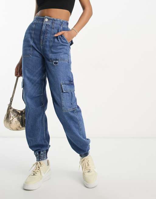 River Island Tall - Cargo-jeans med lommedetalje i medium denim, 5 af 5