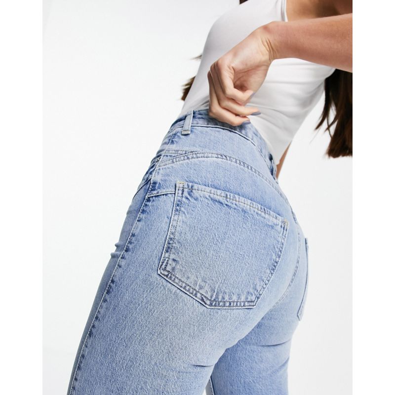 Donna Jeans River Island Tall - Carrie - Mom jeans con strappi sulle ginocchia, colore blu chiaro autentico