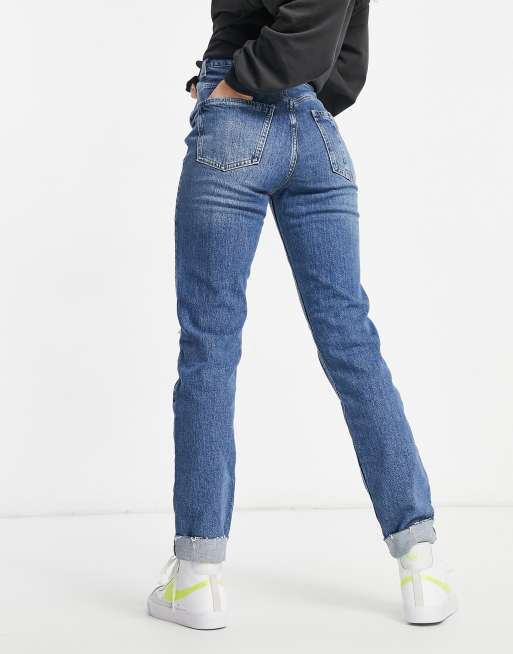 River Island Tall - Carrie - Mom jeans effetto invecchiato blu medio, 2 di 4