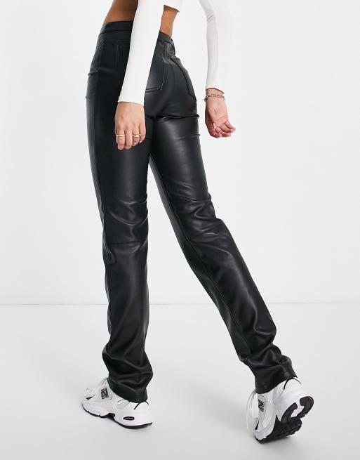 Faux Leather Trousers in Black