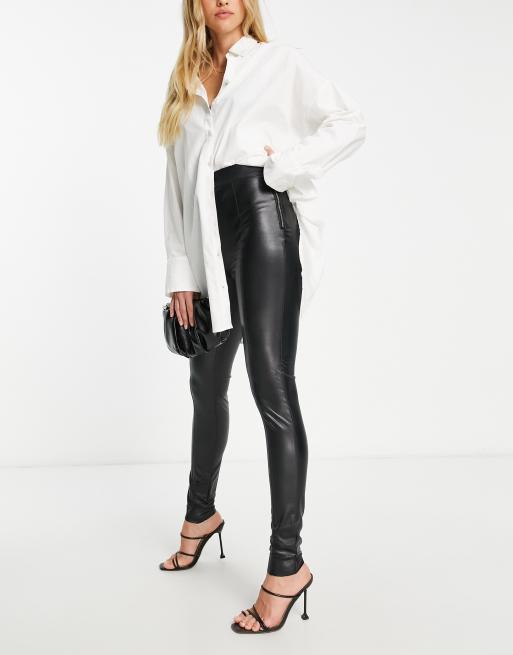 Missyempire high waist leather look legging in black