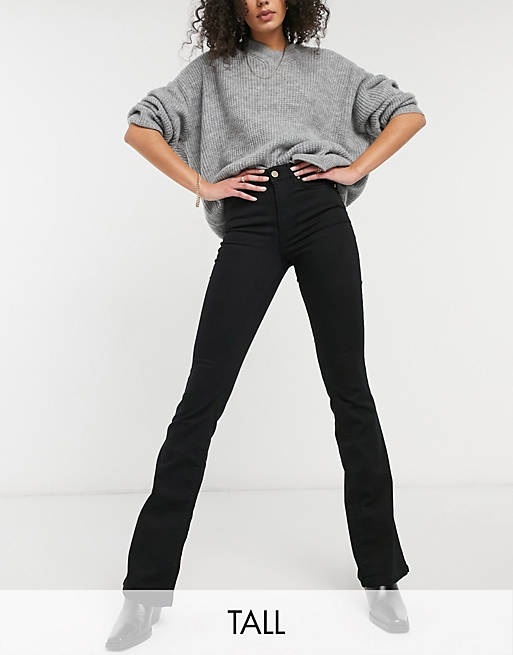 Women River Island Tall flared jeans in black 