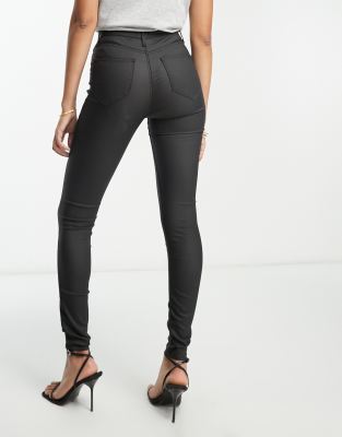 River Island Coated Denim High Rise Skinny Jeans - Black