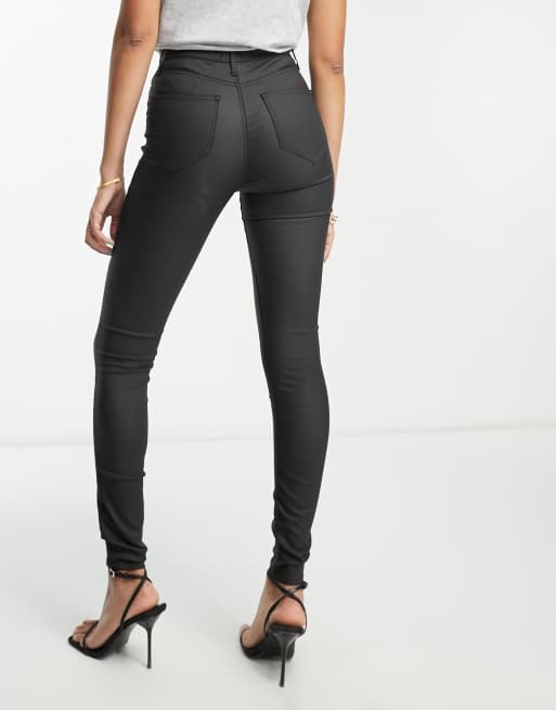 River island best sale black coated jeans