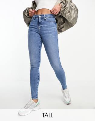 River Island Tall high rise skinny jean in blue medium denim