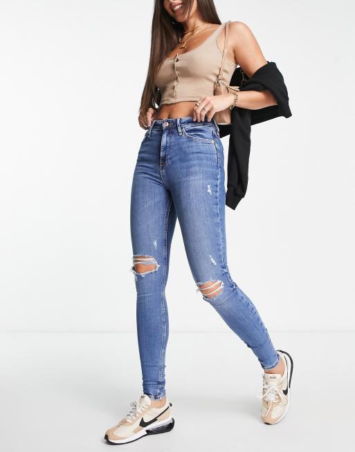 River Island Tall high rise skinny jean in blue, 4 of 4