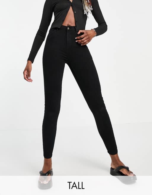 River Island Tall high rise skinny jeans in black | ASOS