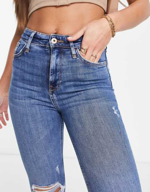River Island Tall high rise skinny jeans in blue, 3 of 4