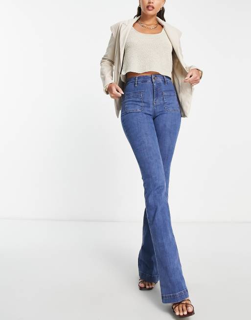 River Island Tall - Jeans med svaj og lomme foran i autentisk mellemblå, 4 af 4