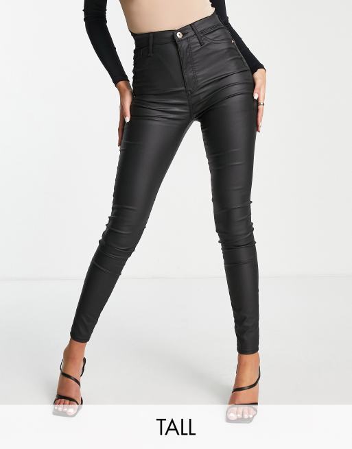 River Island Tall Joyride high rise coated skinny jeans in black