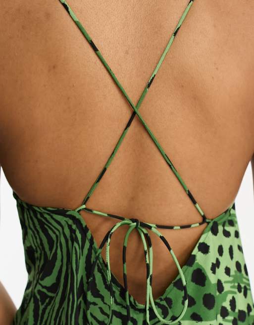 River Island Tall maxi slip dress in khaki mix animal print | ASOS