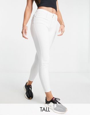 River Island Tall Molly mid rise sculpt skinny jean in white - ASOS Price Checker