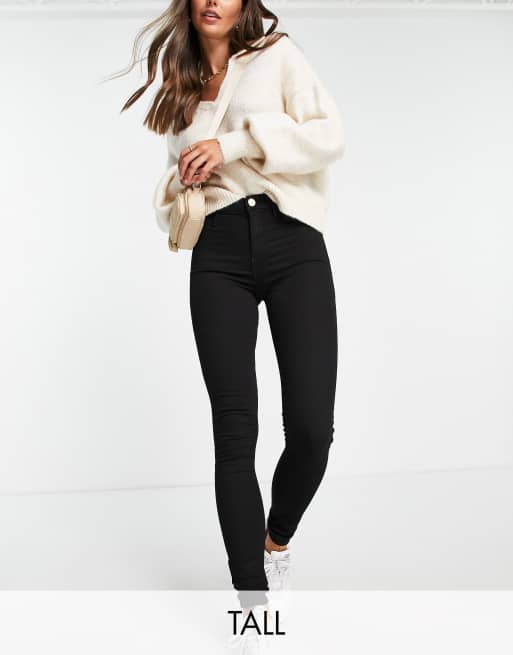 River Island Tall high rise skinny coated jean in black