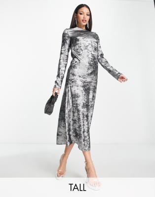 Long silver slip outlet dress