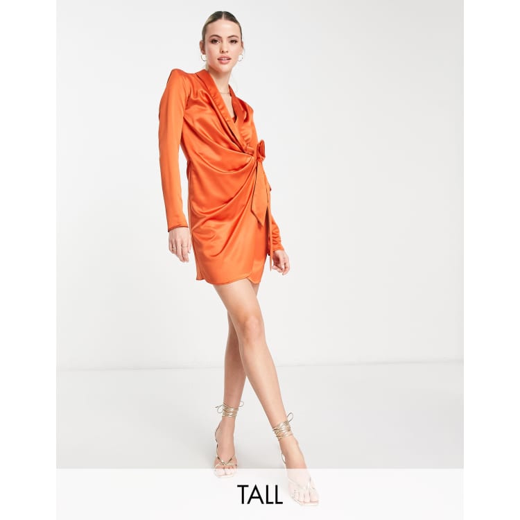 Zara orange 2024 wrap dress