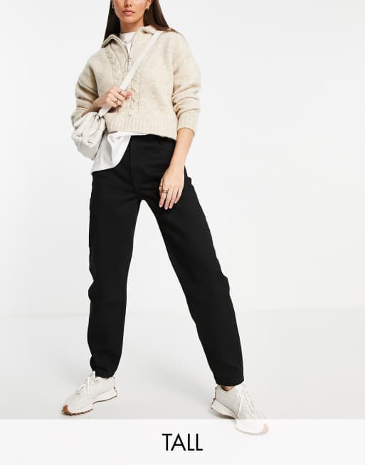 River Island Tall – Svarta, avsmalnande jeans med hög midja