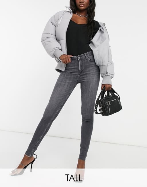 River Island Tall – Szare jeansy o obcisłym kroju z podwyższonym stanem