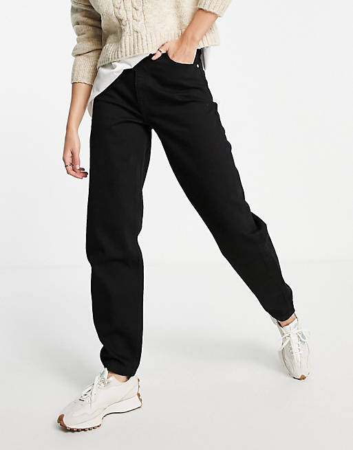  River Island Tall tapered high waist jeans in black 