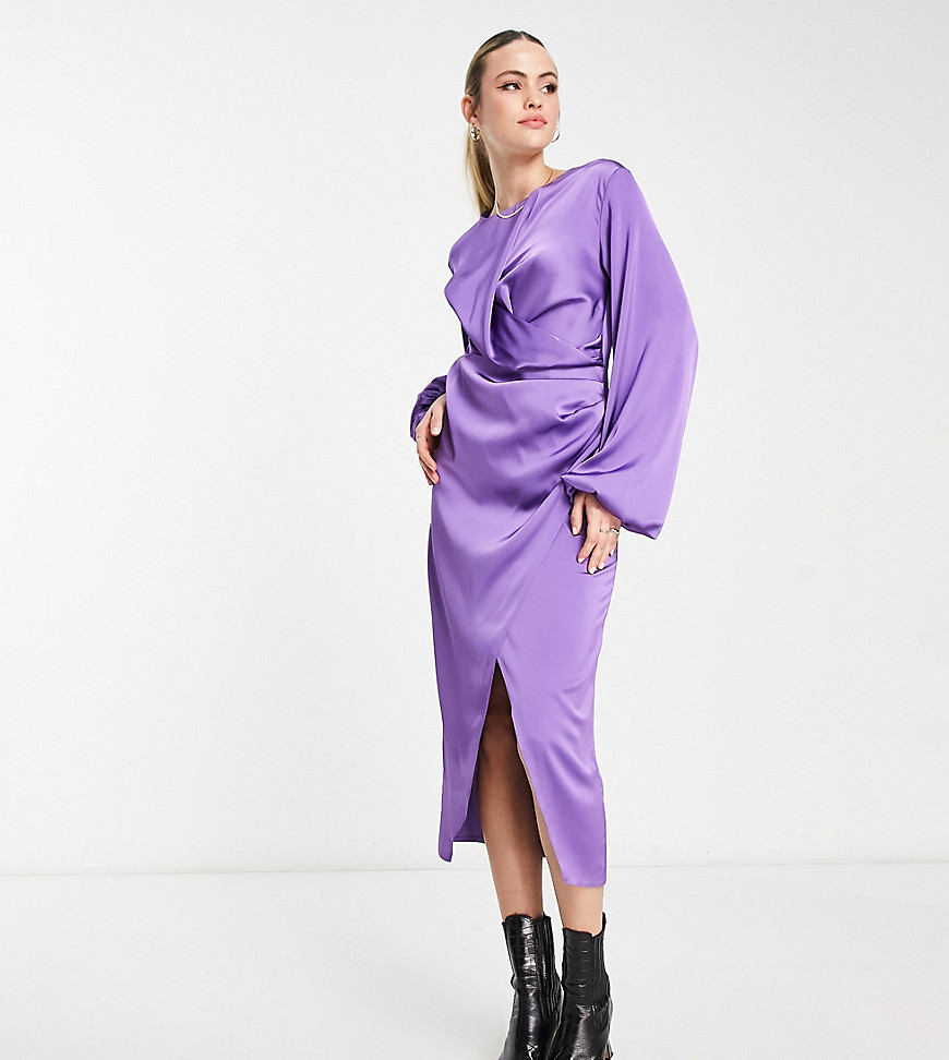 twist midi dress in purple