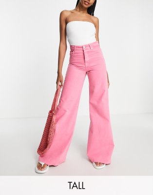 River Island Tall ultra flare jean in bright pink - ASOS Price Checker