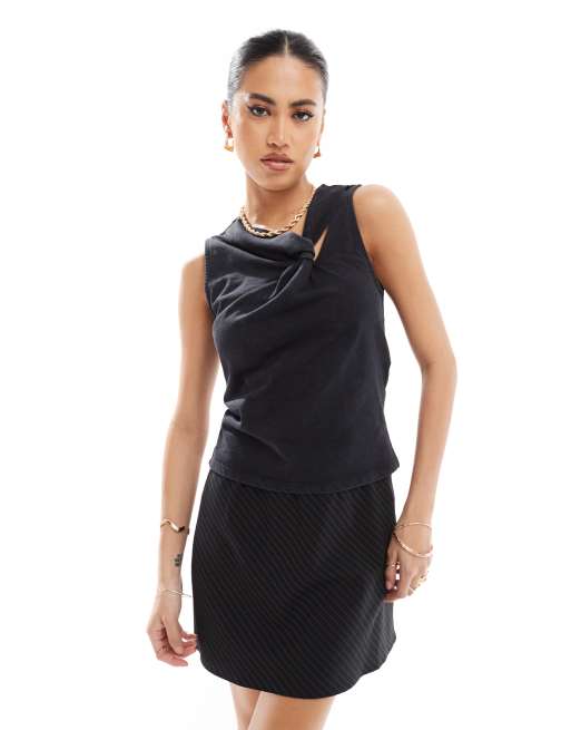 River Island- Tanktop met knoop in donkergrijs