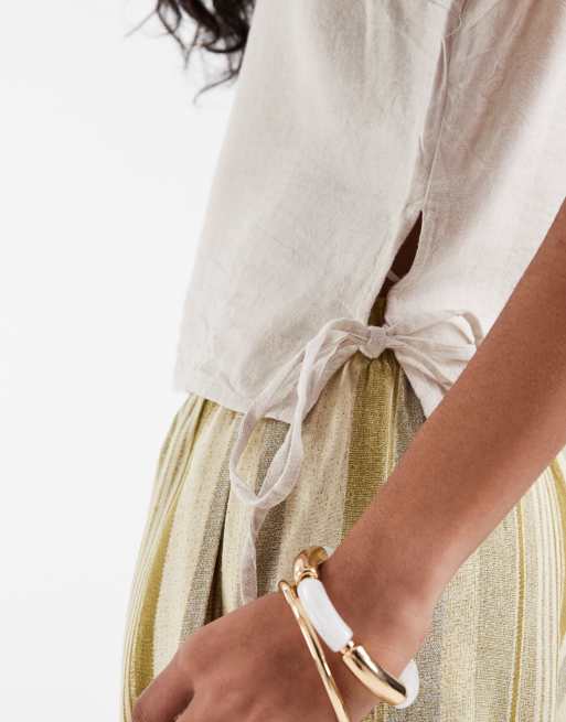 River Island - Tanktop van een linnenmix in stone, deel van co-ord set, 2 van 4