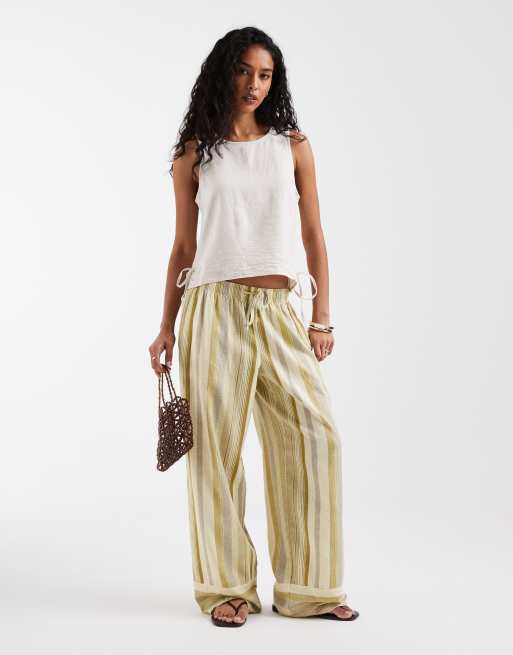 River Island - Tanktop van een linnenmix in stone, deel van co-ord set, 3 van 4