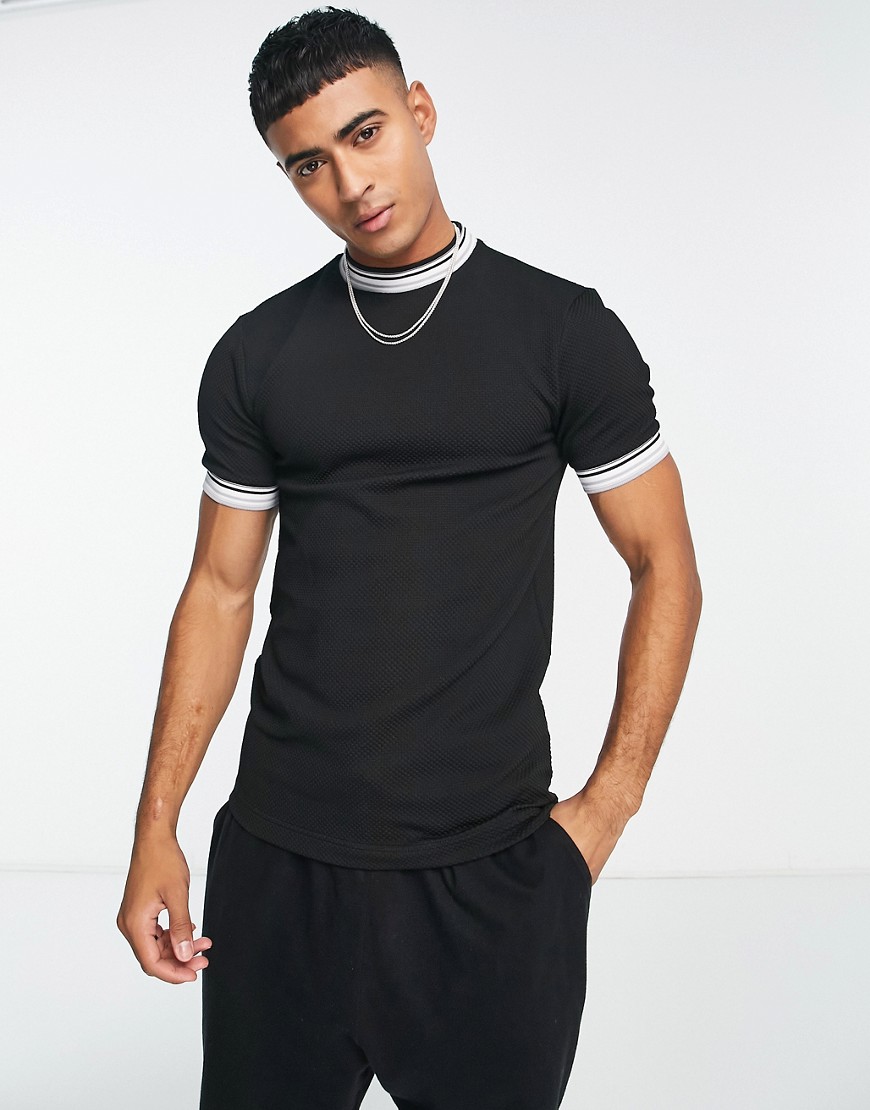 River Island taped smart T-shirt in black