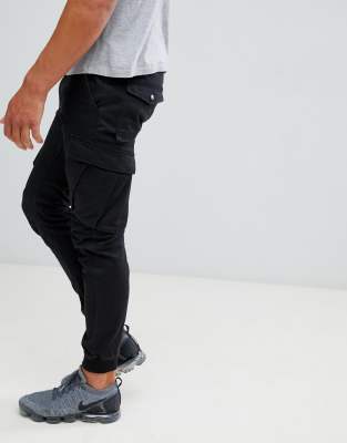 black tapered cargo pants mens