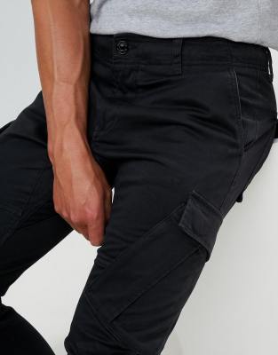 river island tapered cargo trousers in black