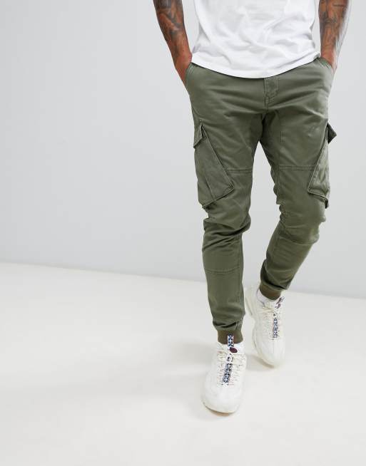 River Island tapered cargo trousers in khaki | ASOS