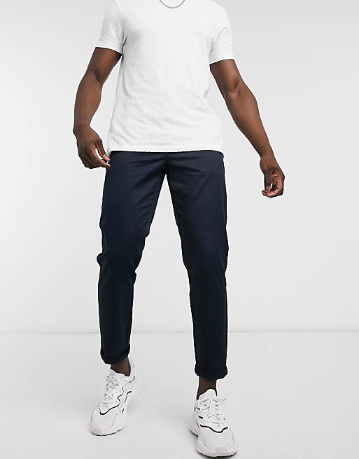 Men River Island tapered chino in navy 