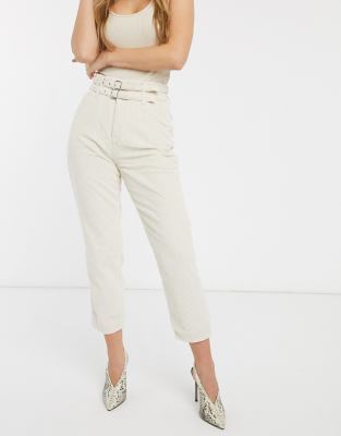 cream tapered trousers