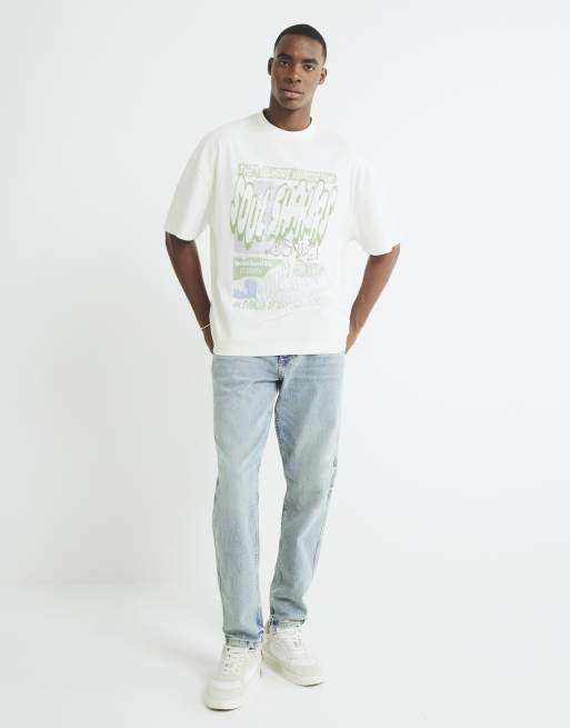 River Island Tapered fit jeans in blue - medium