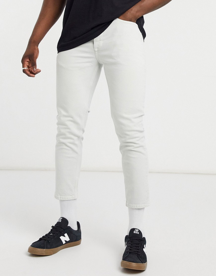 River Island tapered jeans in ecru-White